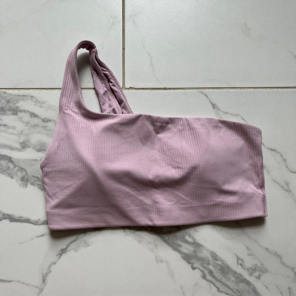 Lululemon Ribbed Nulu Asymmetrical Yoga Bra pink peony sz 6